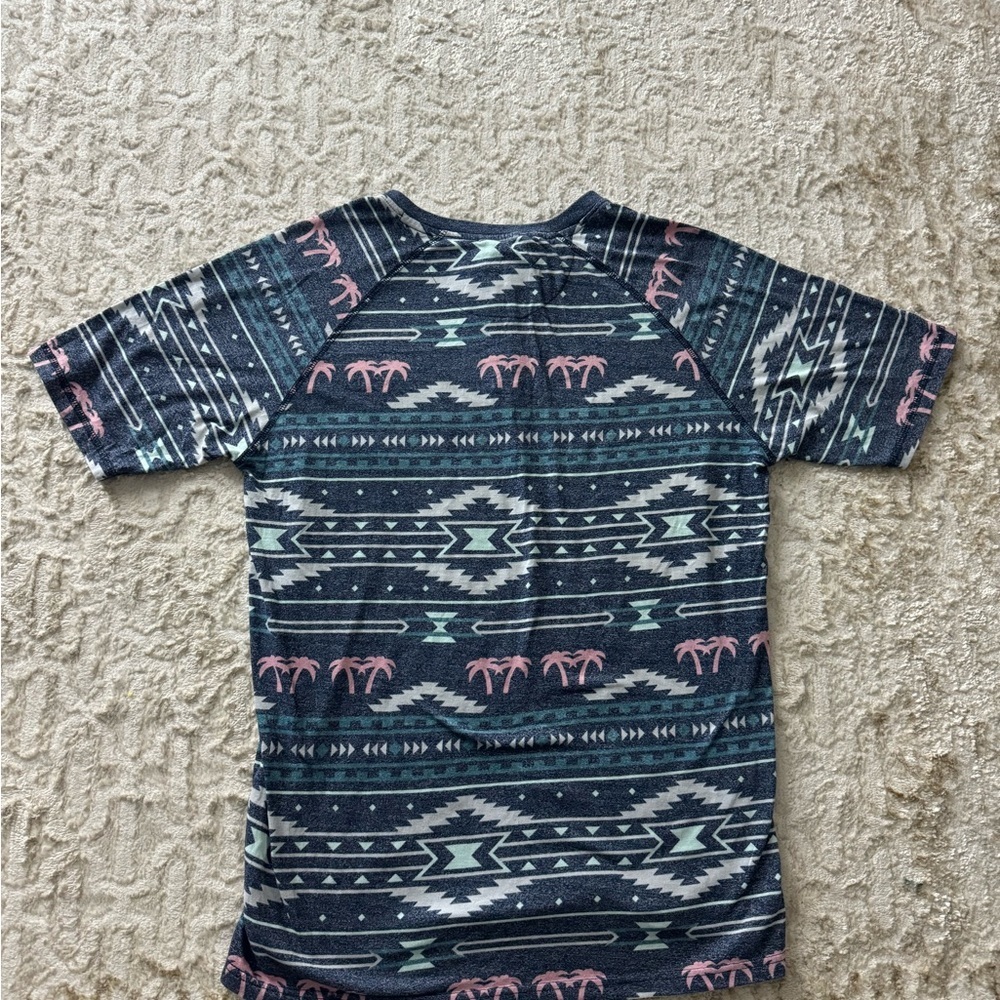 Free Planet Aztec Pattern Tee - Blue and Pink mens size large. - Picture 2 of 3